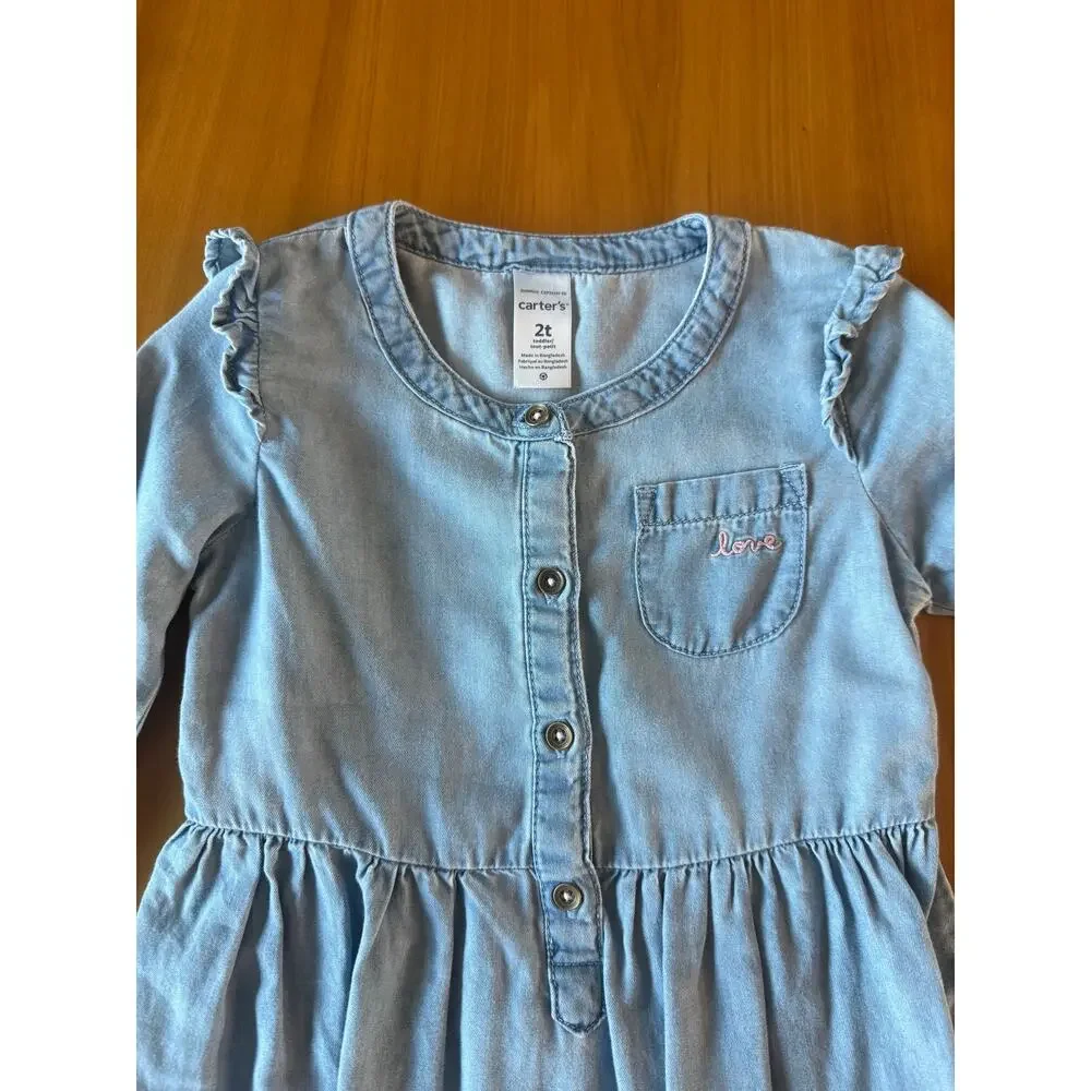 Lot of 3 Girls Dresses 2t 3t Chambray Gingham Floral